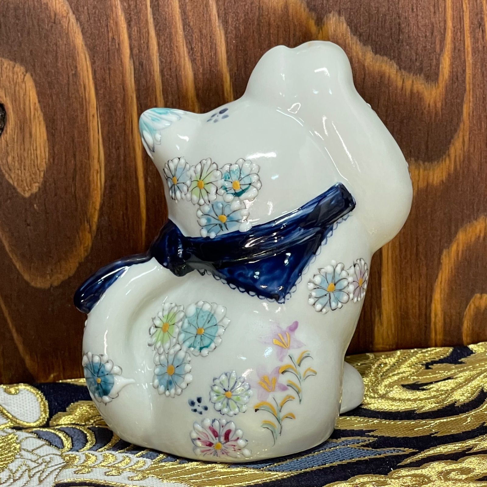 願いが叶う】【守護】【九谷焼】招き猫1.5号 手描き 左手 縁起物