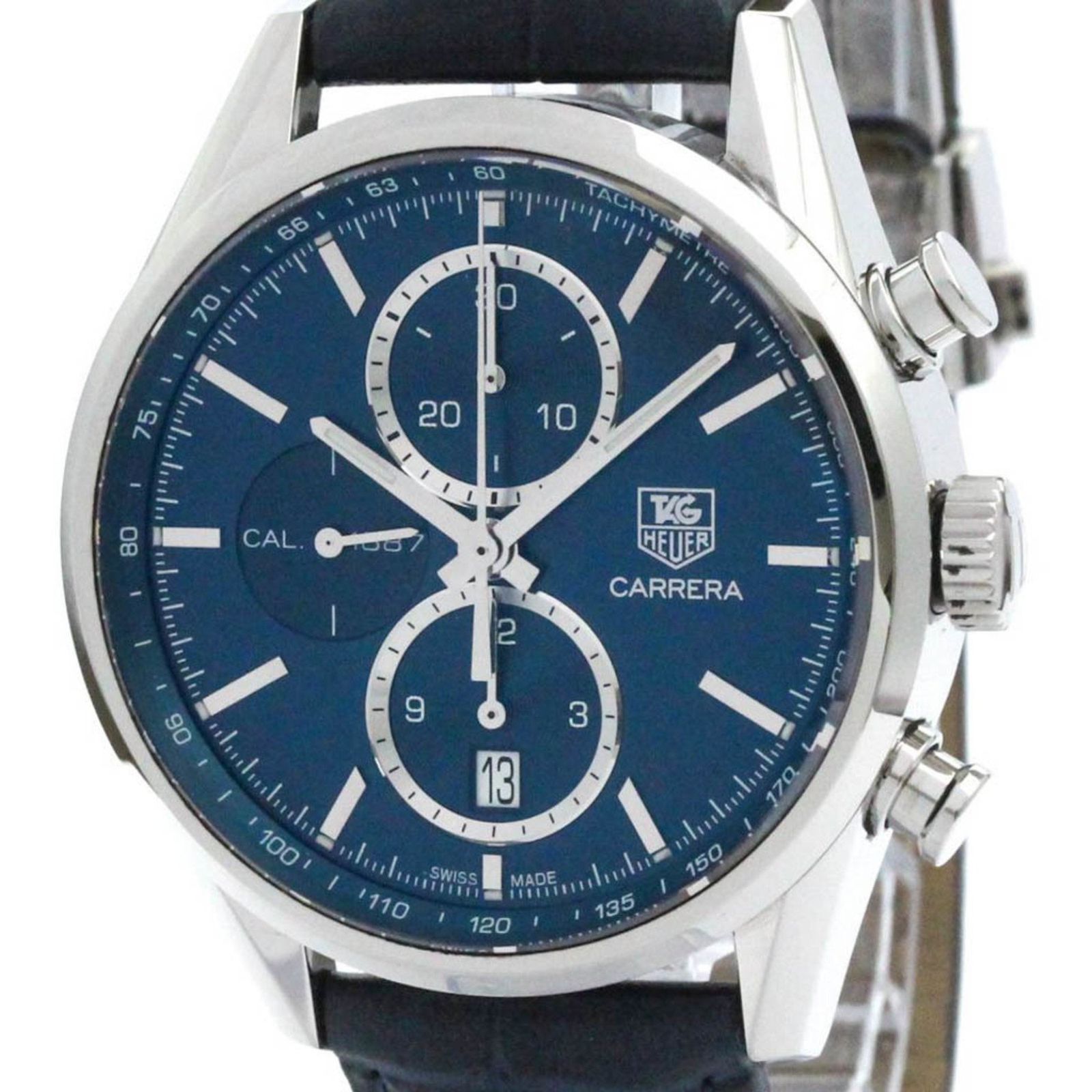 タグホイヤー TAG HEUER カレラ キャリバー 1887 クロノグラフ ステンレススチール レザー 自動巻き メンズ 時計 CAR2115 外装仕上げ済み