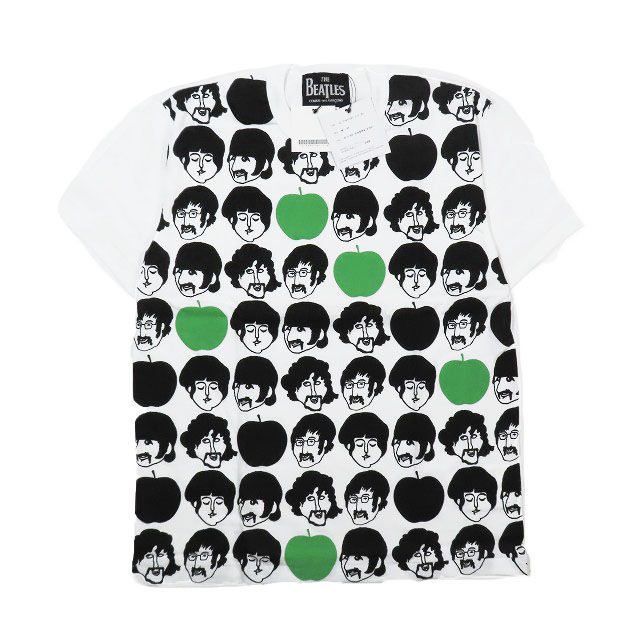 未使用品 コムデギャルソン COMME des GARCONS The Beatles CDG メンバー アップル イラスト Tシャツ カットソー 半袖 VZ-T043-051-1-5 トップス ホワイト XL メンズ 