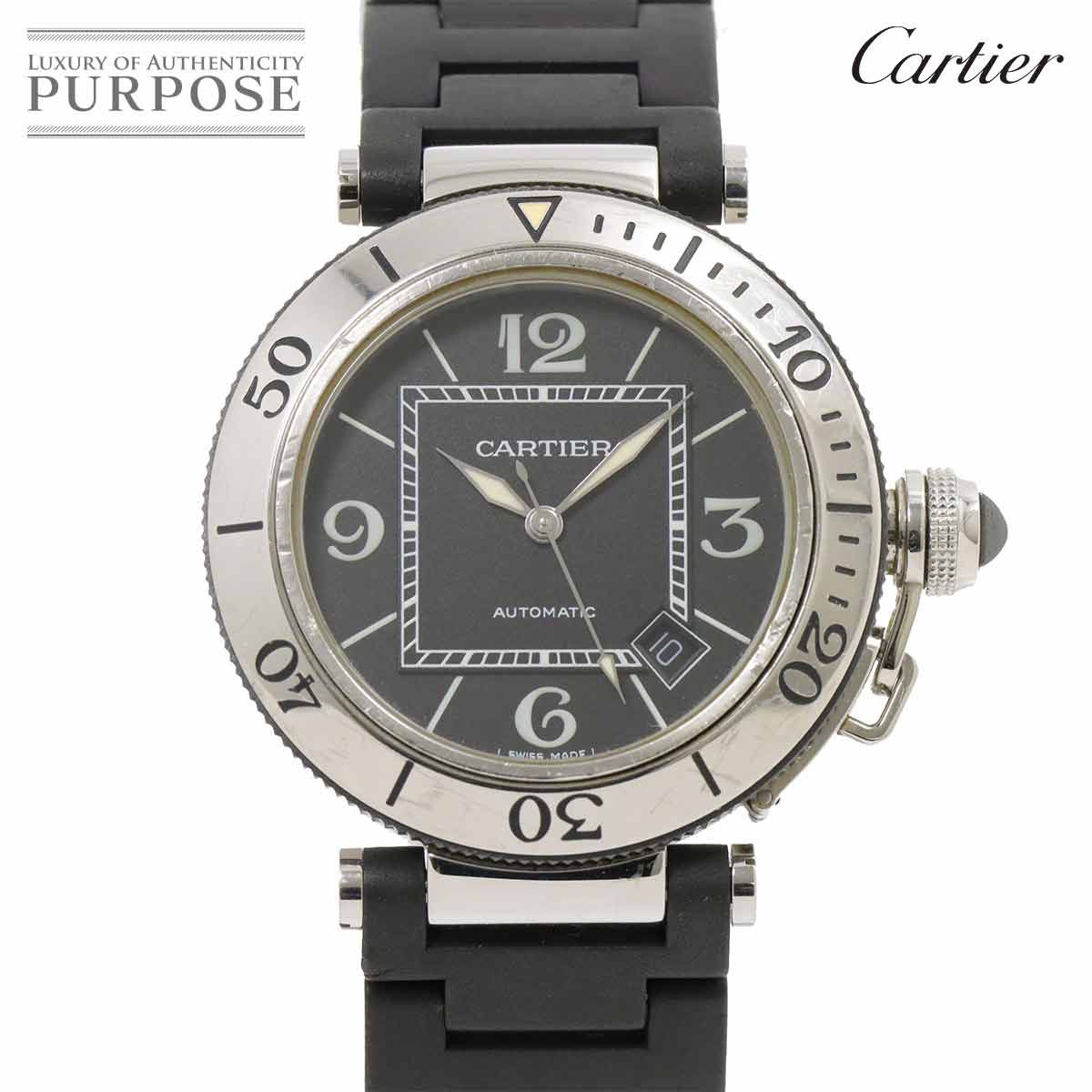 カルティエ Cartier パシャ シータイマー W31077U2 メンズ 腕時計 デイト ブラック オートマ 自動巻き Pasha Seatimer 90284362