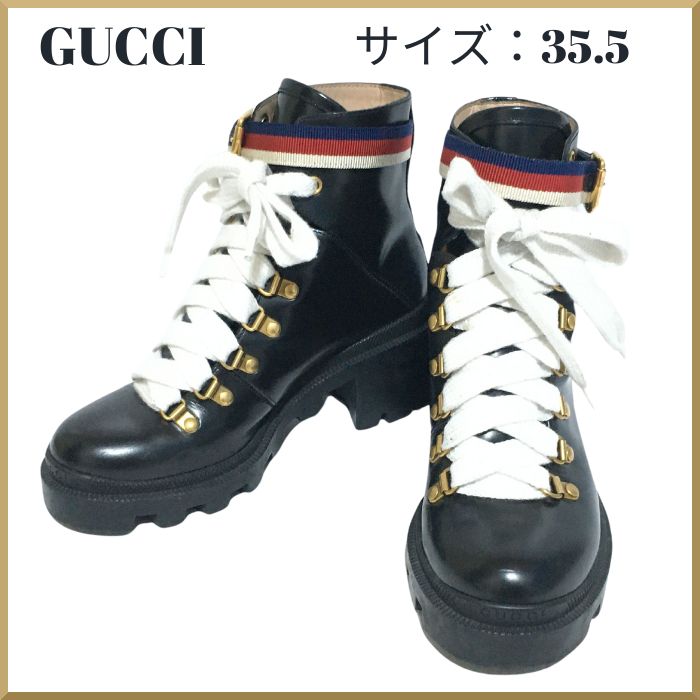 1点限り！】GUCCI シルヴィウェブ レザー アンクルブーツ ブラック