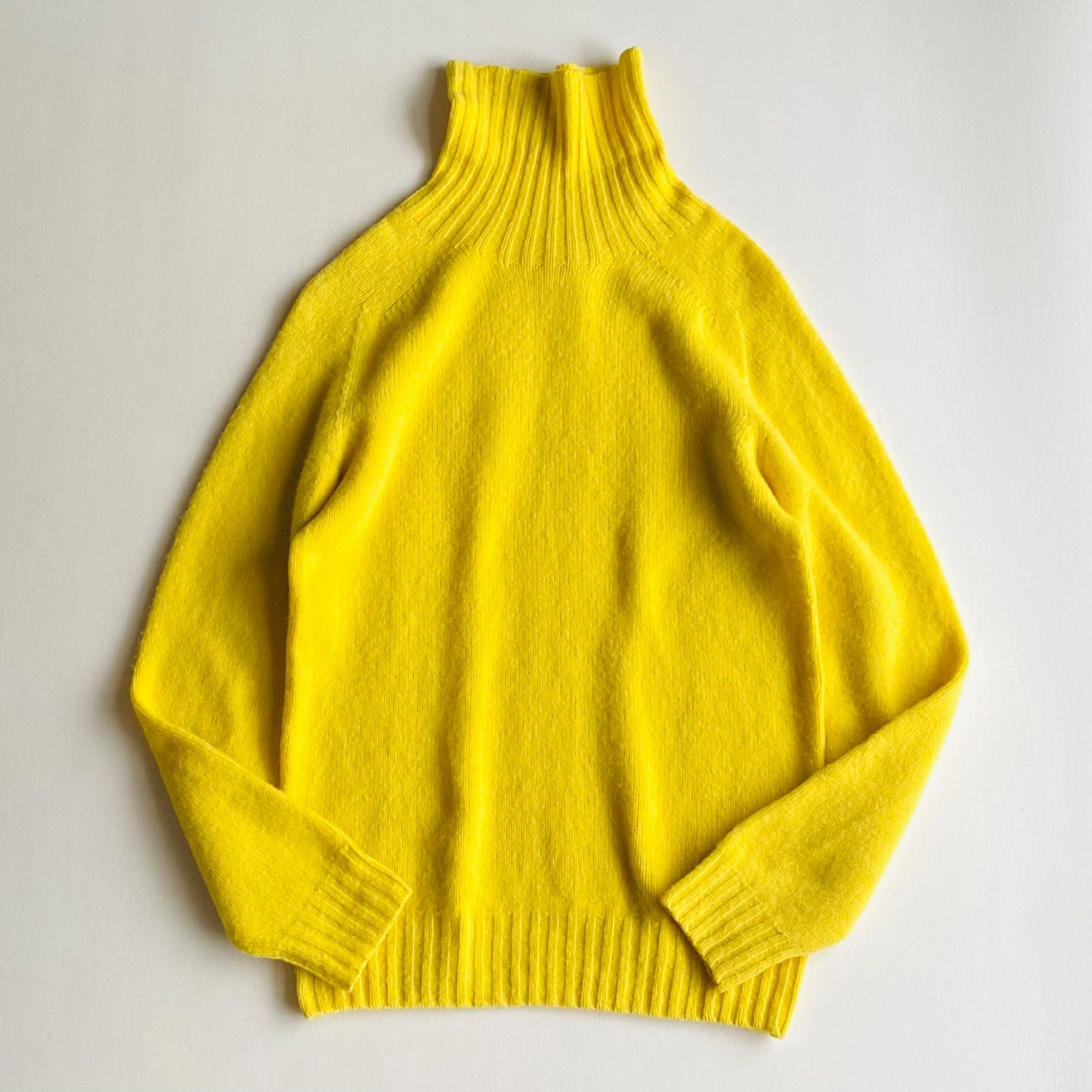 MORRIS & SONS イギリス製 ジーロンラム クルー ニット イエロー