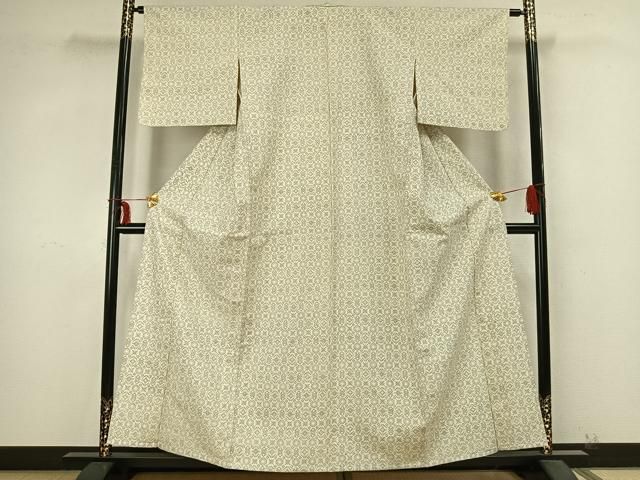 平和屋着物 上質な紬 単衣 幾何学文 正絹 AABB2238fy