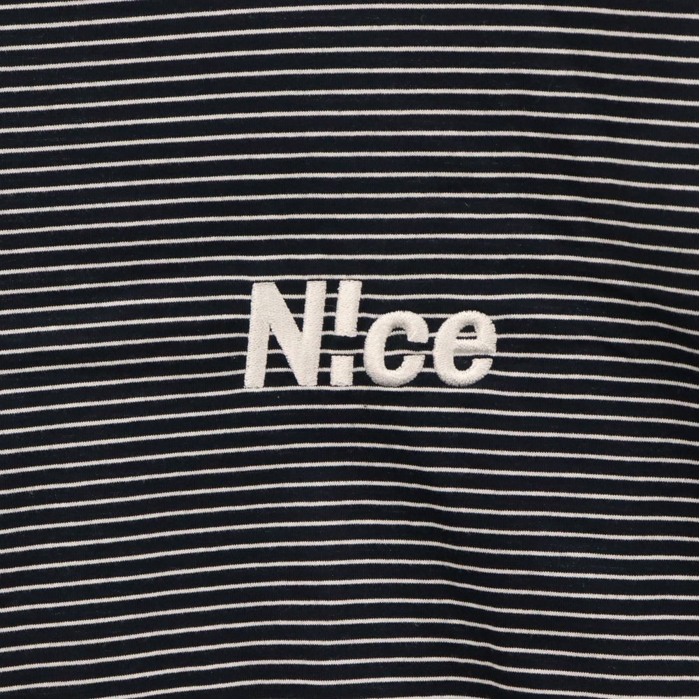 N!ce (ナイス) Round Logo Border tee ロゴ刺繍 ボーダー 半袖Tシャツ 
