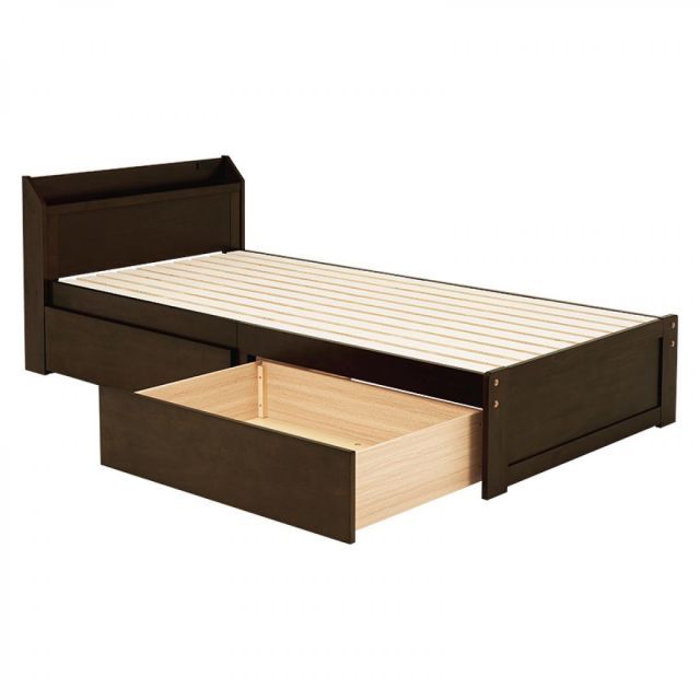 温もりのある 萩原 Hagihara 引出し付シングルベッド ダークブラウン MB-5163S-DBR 新生活 一人暮らし デザイン おしゃれ インテリア 家具 ファッショナブルな