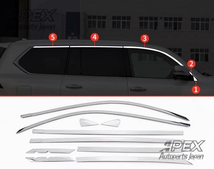 レクサス LX 570 2008-2025 シルバー ウインドウフレームトリム ガーニッシュ ライズ 10P