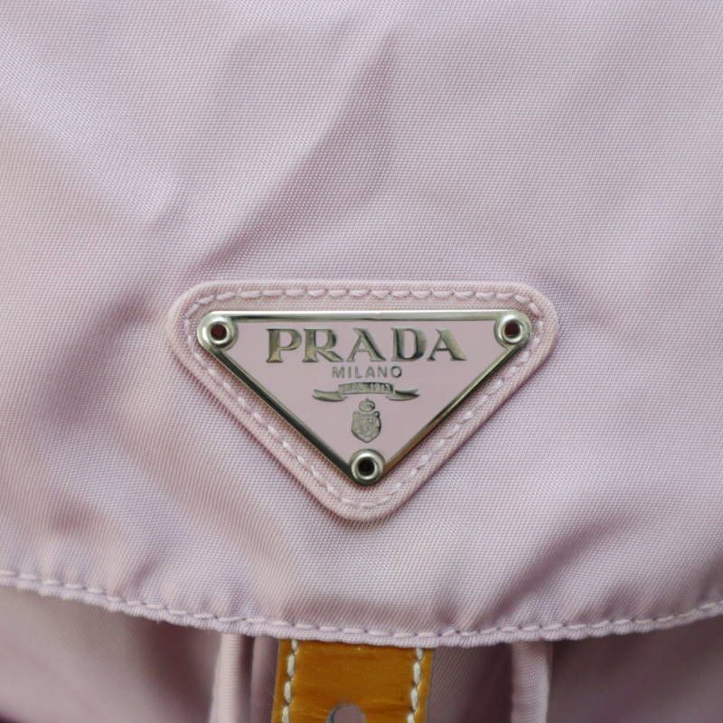 PRADA プラダ ロゴプレートナイロン パテントレザ― バックパック リュック B6677 パープル チャ S09-k092 DECORATOM_COM_BR