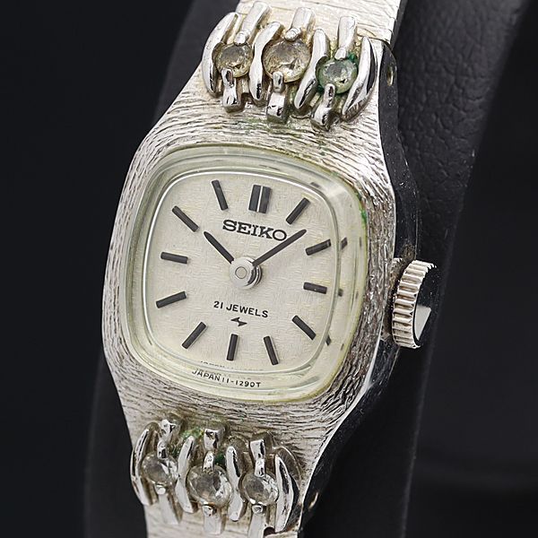 ロンジン 手巻き 239356 カットガラス シルバー文字盤 レディース