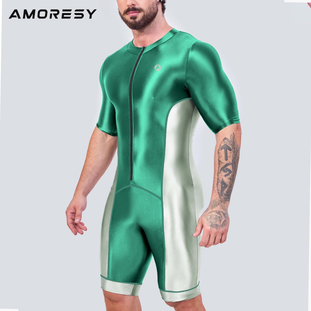 AMORESY ボディスーツ アンダースーツ ジャンプスーツ レーシング