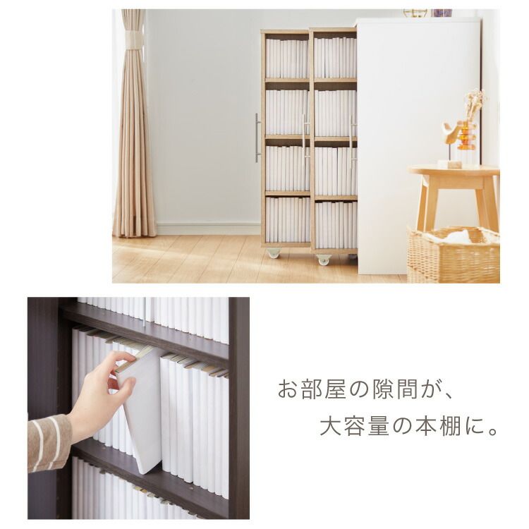 本棚 スライド スリム 2列 ハーフタイプ 大容量 キャスター付き スライド本棚 書棚 隙間 収納 省スペース コンパクト コミックラック CDラック おしゃれ 省スペース 北欧 シンプル 収納ラック 隠せる WWW_OLIVIERBERNSTEIN_COM
