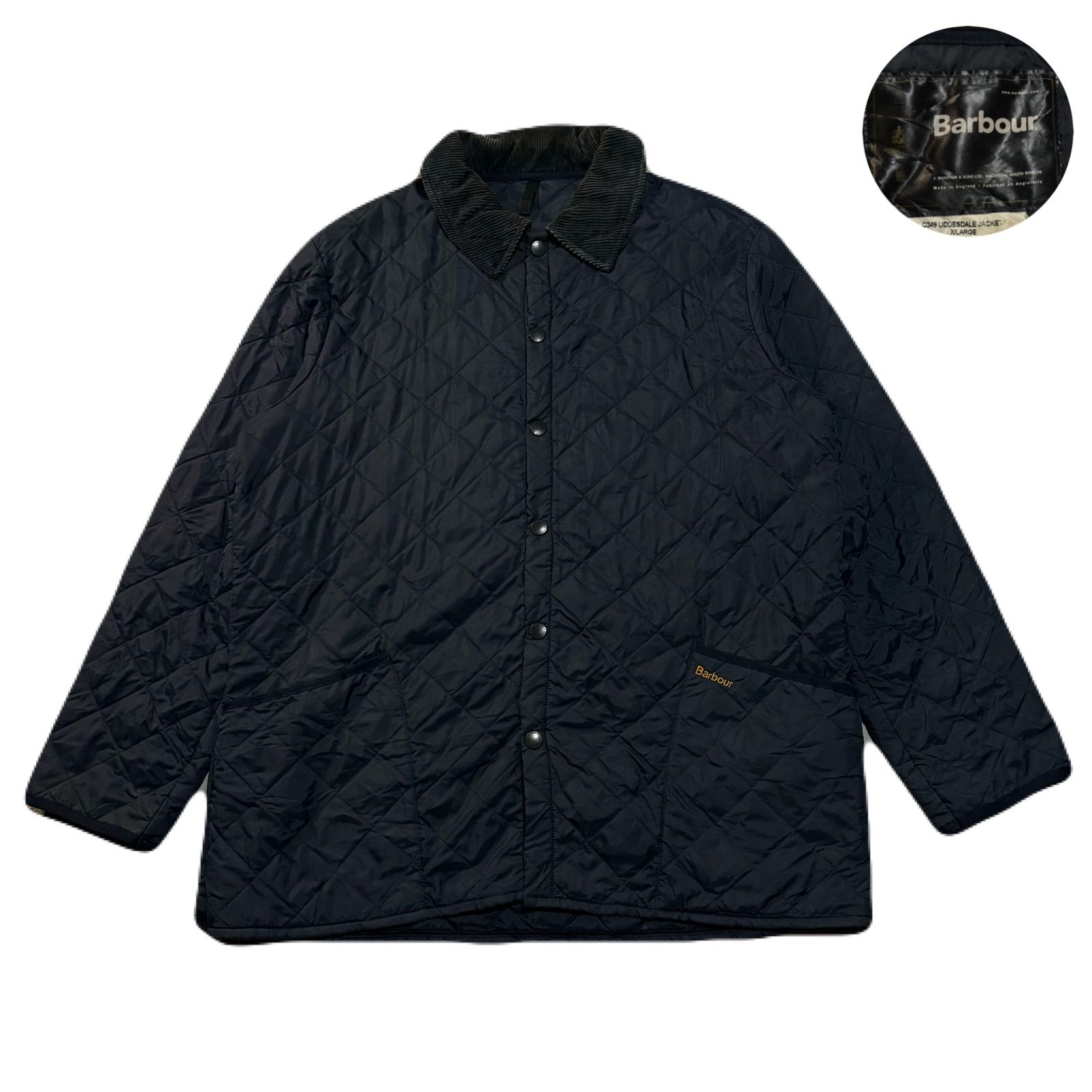 Barbour バブアー LIDDESDALE リッズデイル QuiltedJacket キルティングジャケット Embroidery 刺繍ロゴ  ワンポイント CorduroyCollar 襟コーデュロイ Nylon ナイロン Navy ネイビー XL - メルカリ