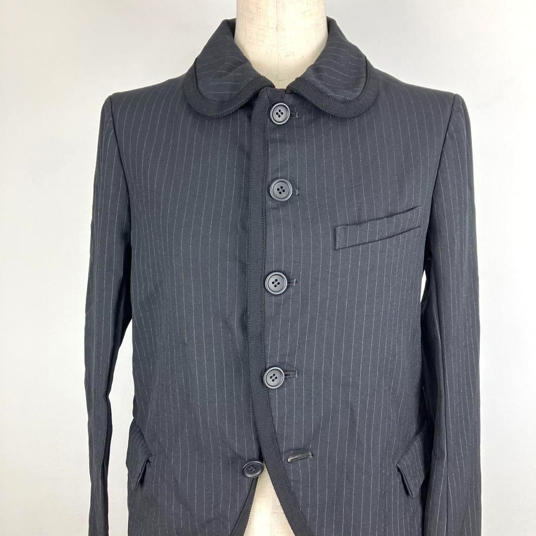 BLACK COMME des GARCONS 丸襟 ストライプ ジャケット BLACK COMME des GARCONS ブラック コムデギャルソン チョーク