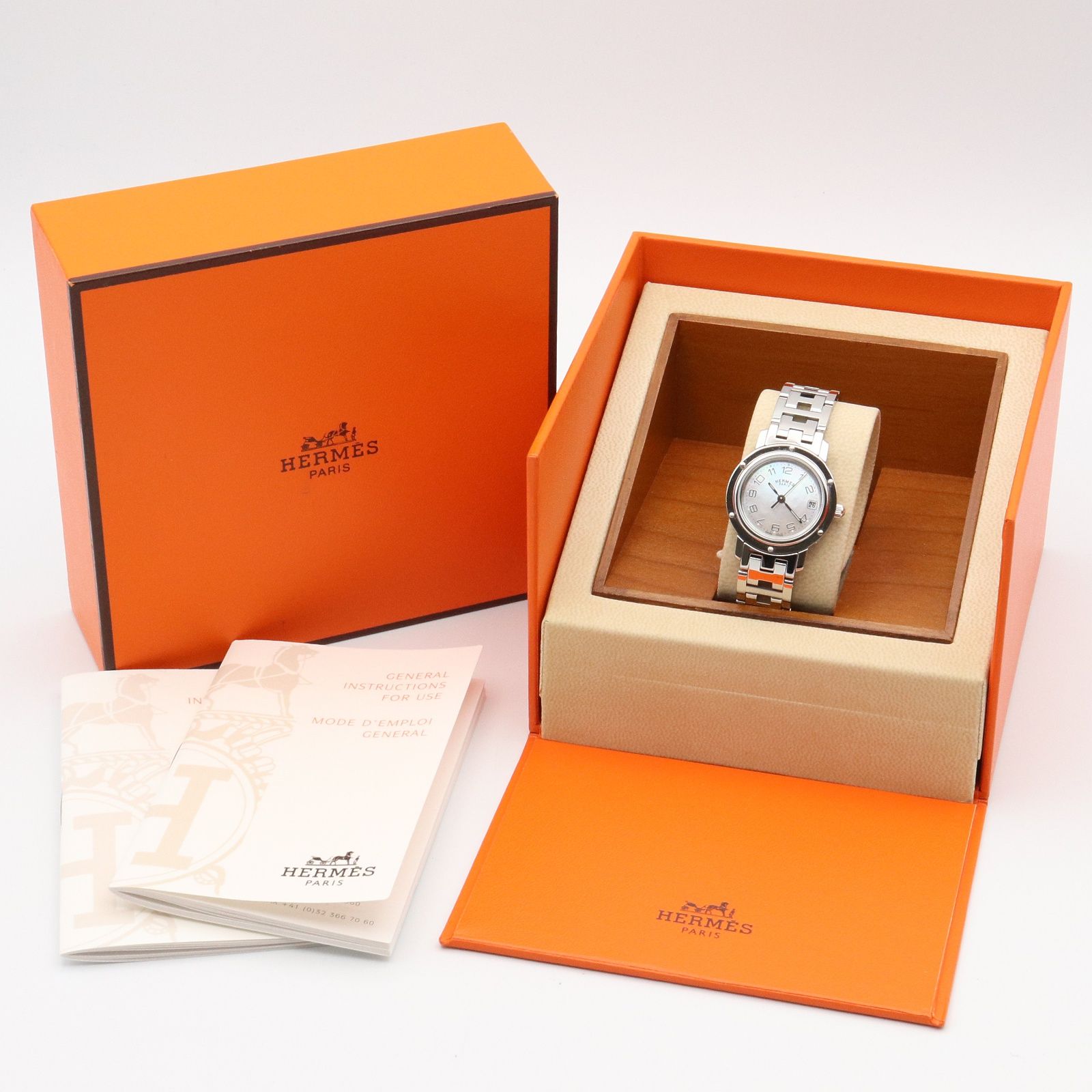 クリッパー 腕時計 レディース シェル ホワイト CL4.210 エルメス