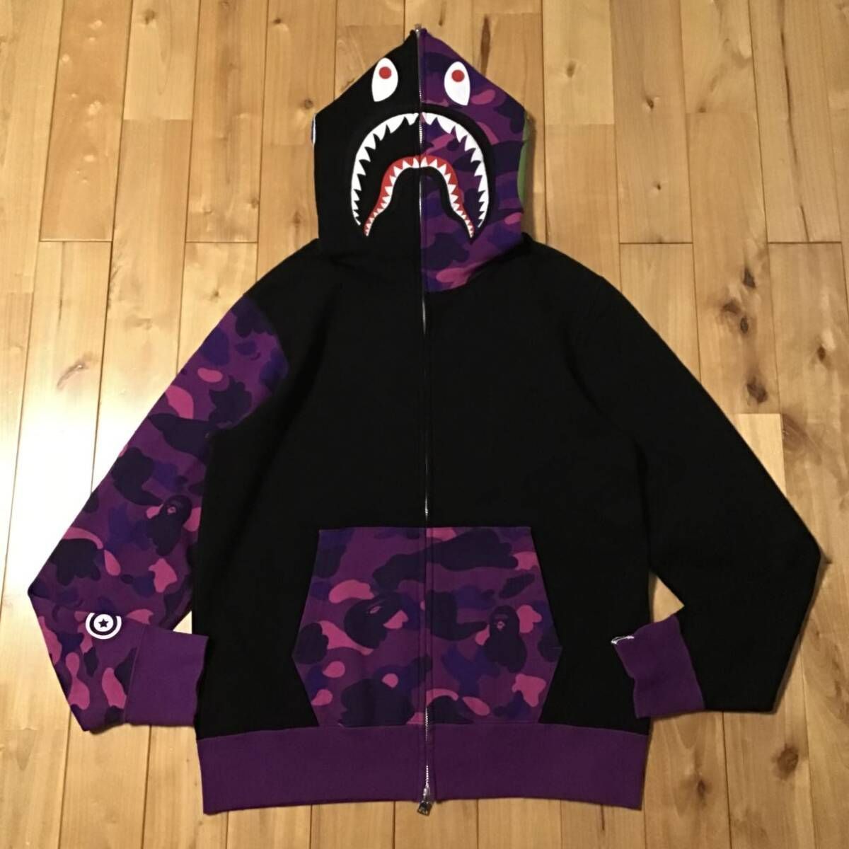 Purple camo × Black シャーク パーカー Mサイズ shark full zip 