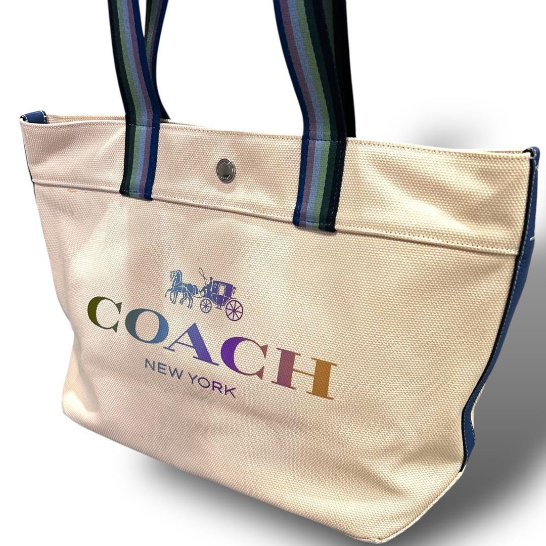 美品 正規品 本物保証 COACH コーチ トートバッグ カラフル 大容量 A4 