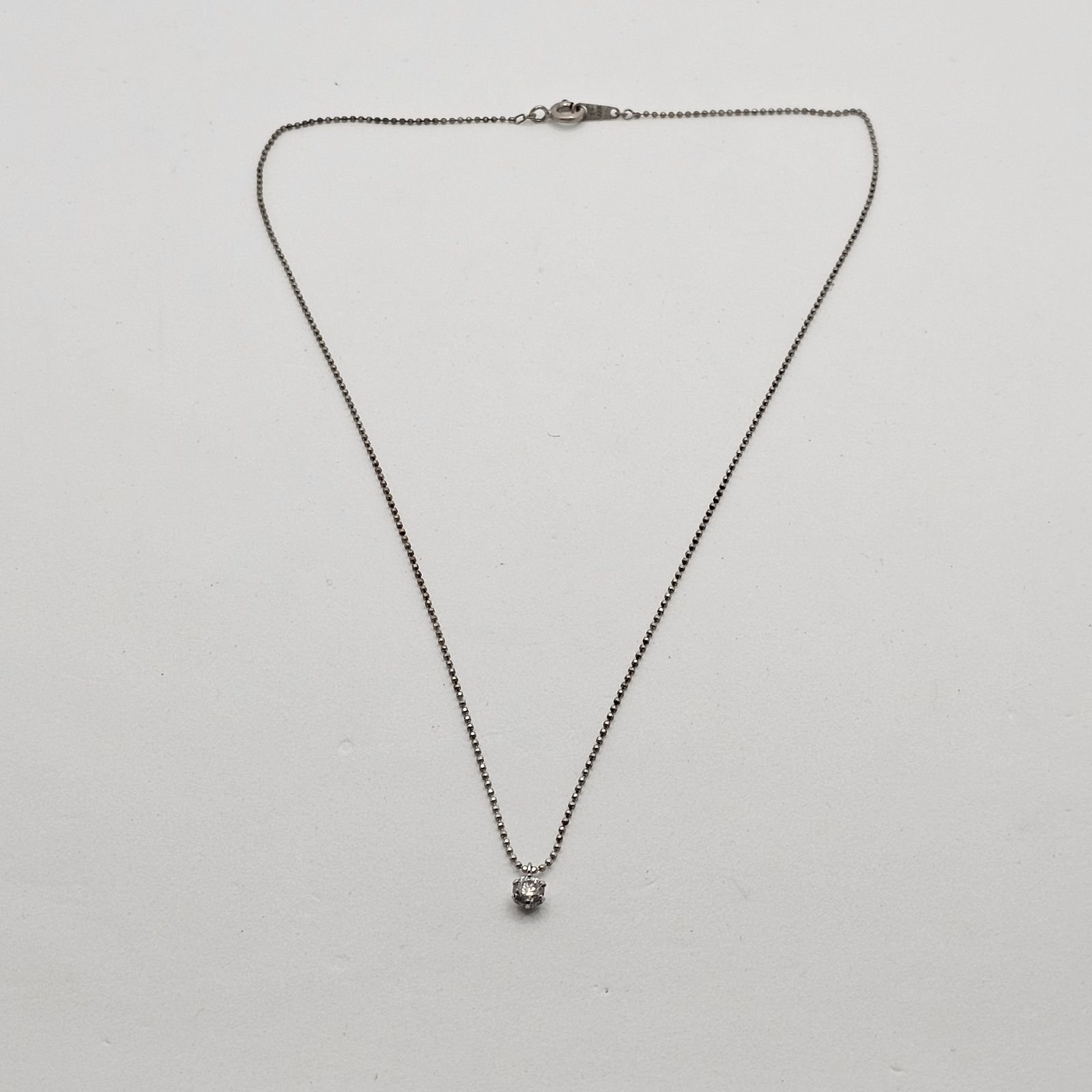 美品】プラチナ Pt1000 1粒ダイヤ0.2ct ✨ボールチェーンネックレス 
