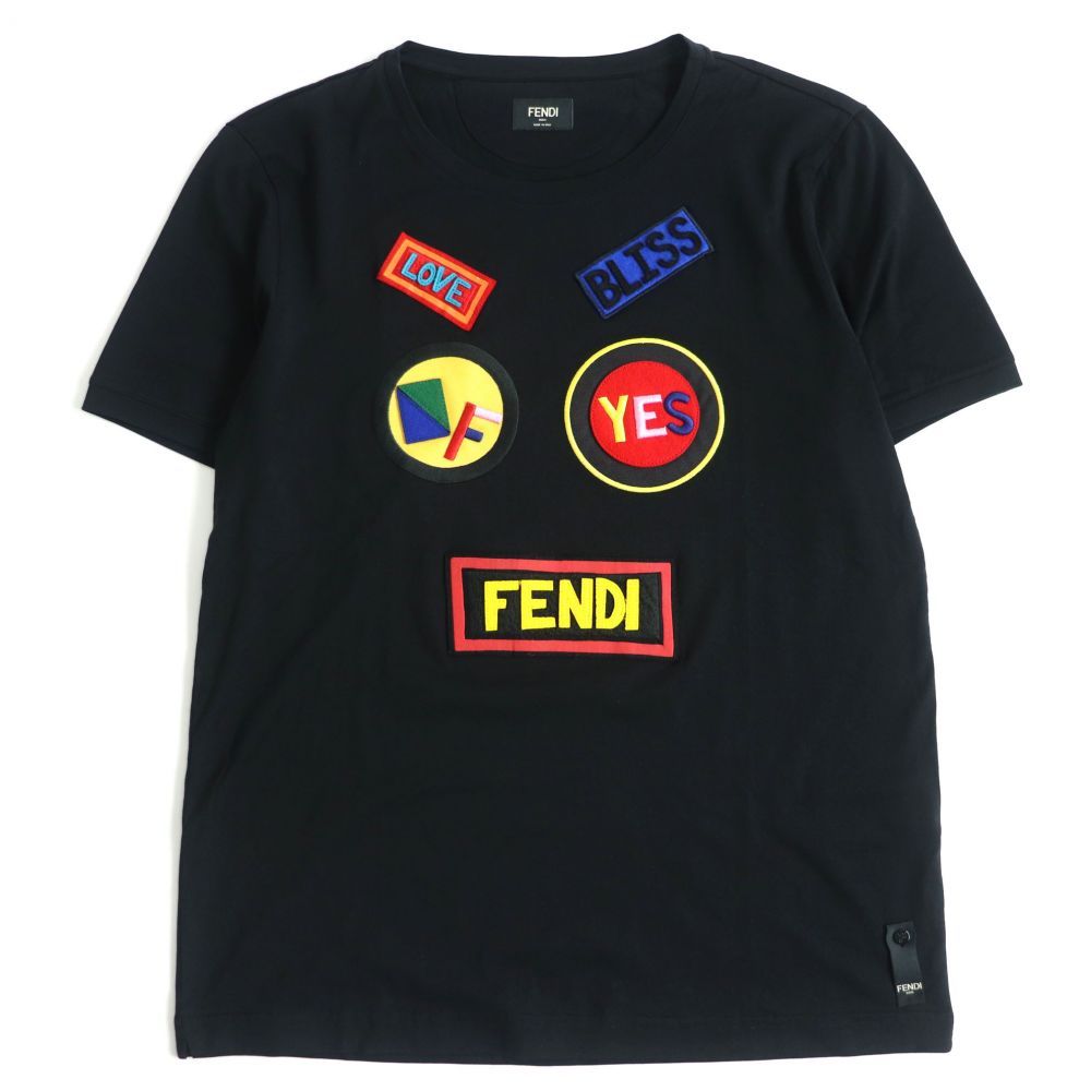 美品□17年製 FENDI/フェンディ FACE 刺繍デザイン クルーネック 半袖 コットンTシャツ ブラック 50 イタリア製 正規品 メンズ -  メルカリ