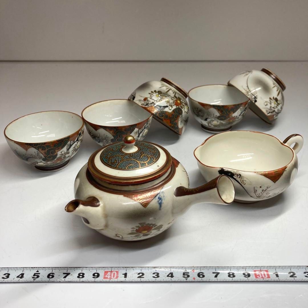 明治時代　九谷焼　青粒手煎茶器セット7点　東Y5-1129⑤ 明治時代 九谷焼 青粒手煎茶器セット7点 東Y5-1129⑤ - メルカリ