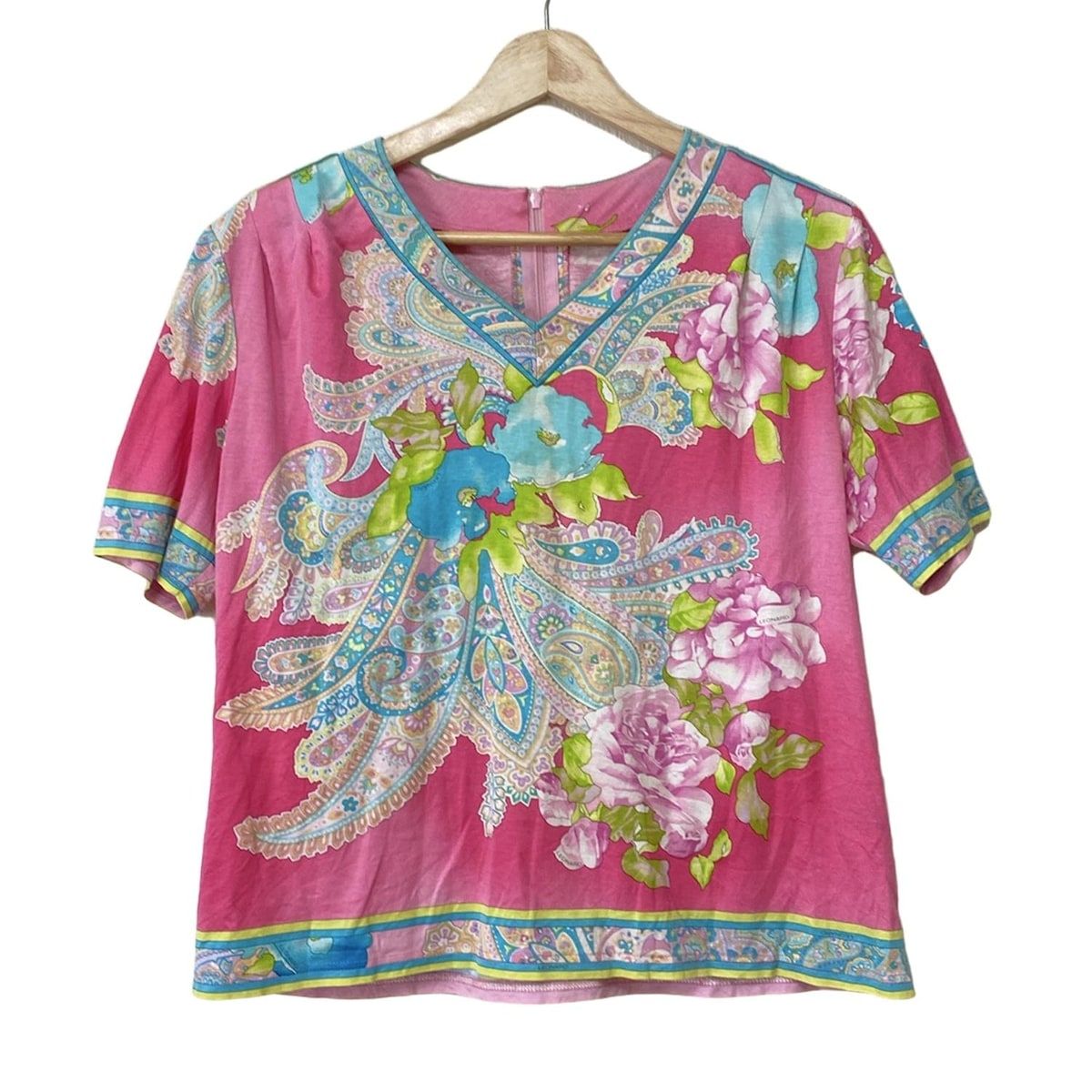 LEONARD(レオナール) 半袖Tシャツ サイズm - ピンク×ライト LEONARD(レオナール) 半袖Tシャツ サイズm - ピンク×ライト