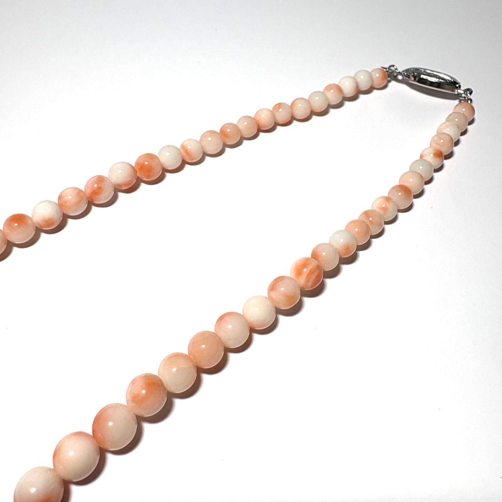 ✨天然桃珊瑚 編み込みネックレス 14K金具使用（約43cm）