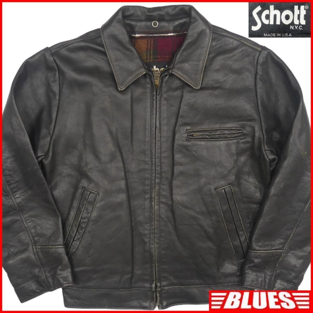 は*️様 Schott ブラック レザージャケット 40 Schott 40 ショット L ライダースジャケット シングル HH9529