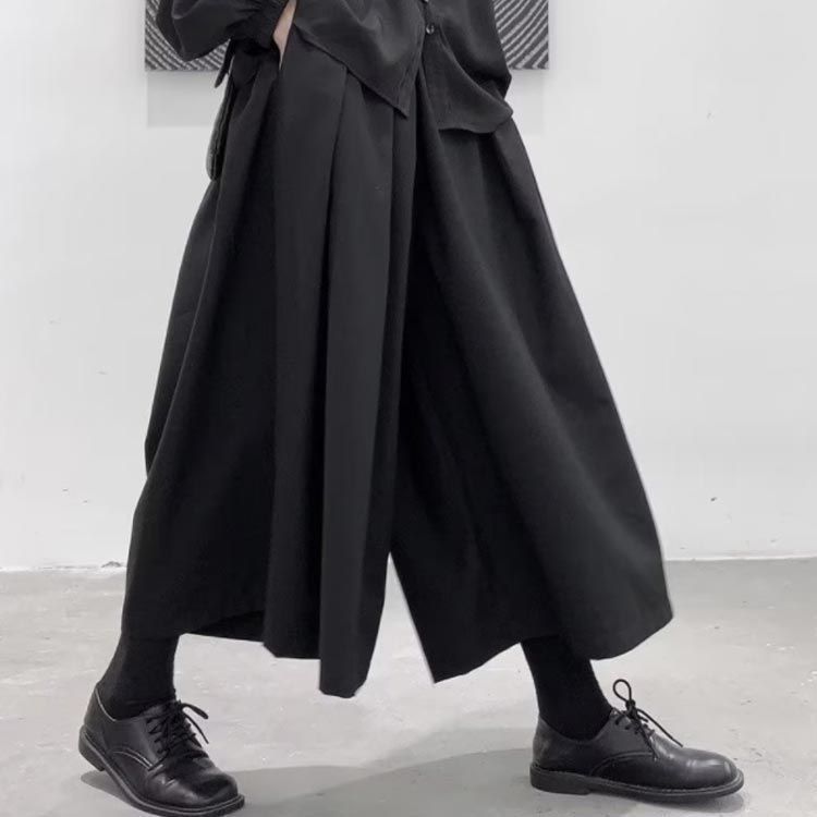 Y's　ワイズ　ウエストコードパンツスカート　袴パンツ　サルエル　変形　2　黒 袴パンツ サルエルパンツ ワイドパンツ ガウチョパンツ スカート