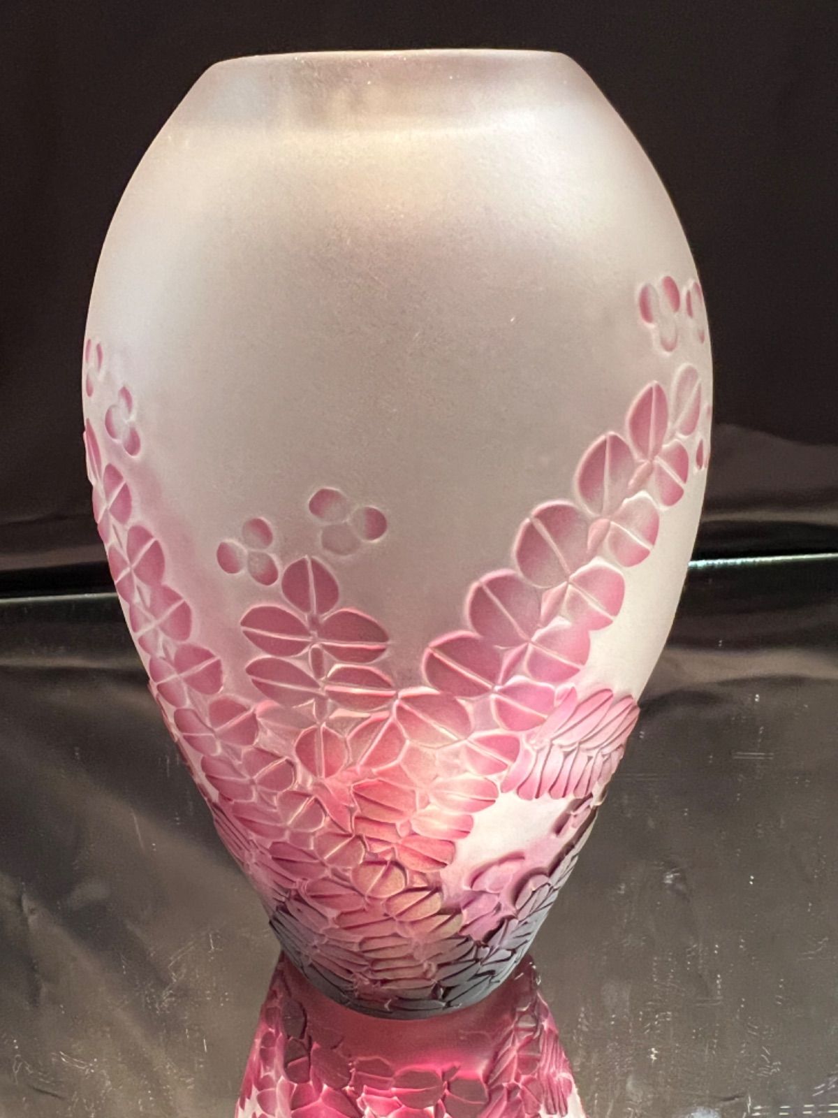 定番100%新品サンドブラスト　巧夢硝子　萩　花瓶　カメイガラス 花瓶・フラワースタンド