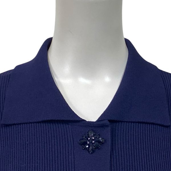 ◇ スーパービューティー super beauty ニットワンピース 長袖 膝丈 紺