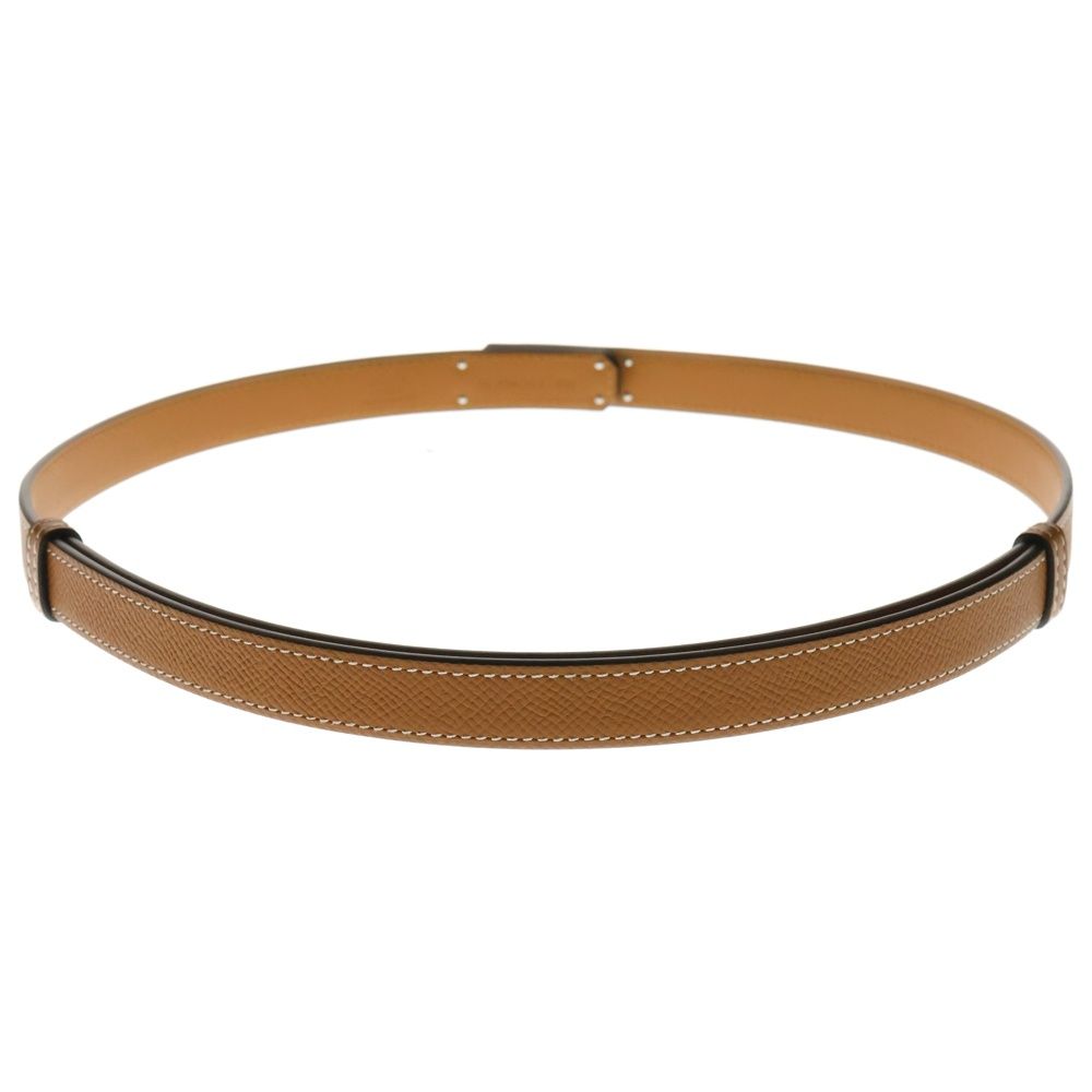 HERMES エルメス ケリー ベルト ブラウン レザー シルバー金具 W刻印