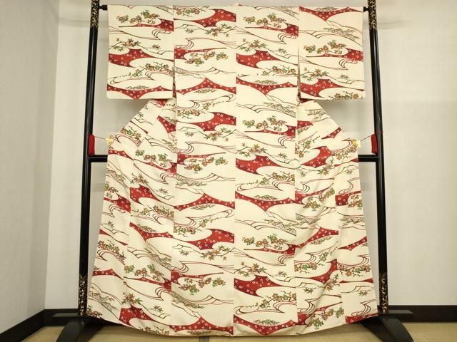 平和屋着物＊夏物 小紋 紗 草花文 正絹 逸品 未使用 AAAY7680jd