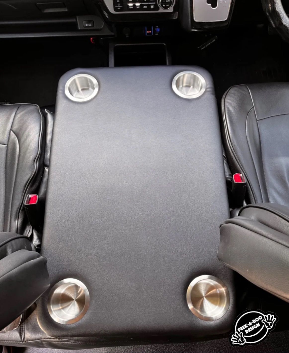 ハイエース センターコンソール フラットテーブルドリンクホルダー付き ハイエース車中泊DIY】センターコンソールフラット化