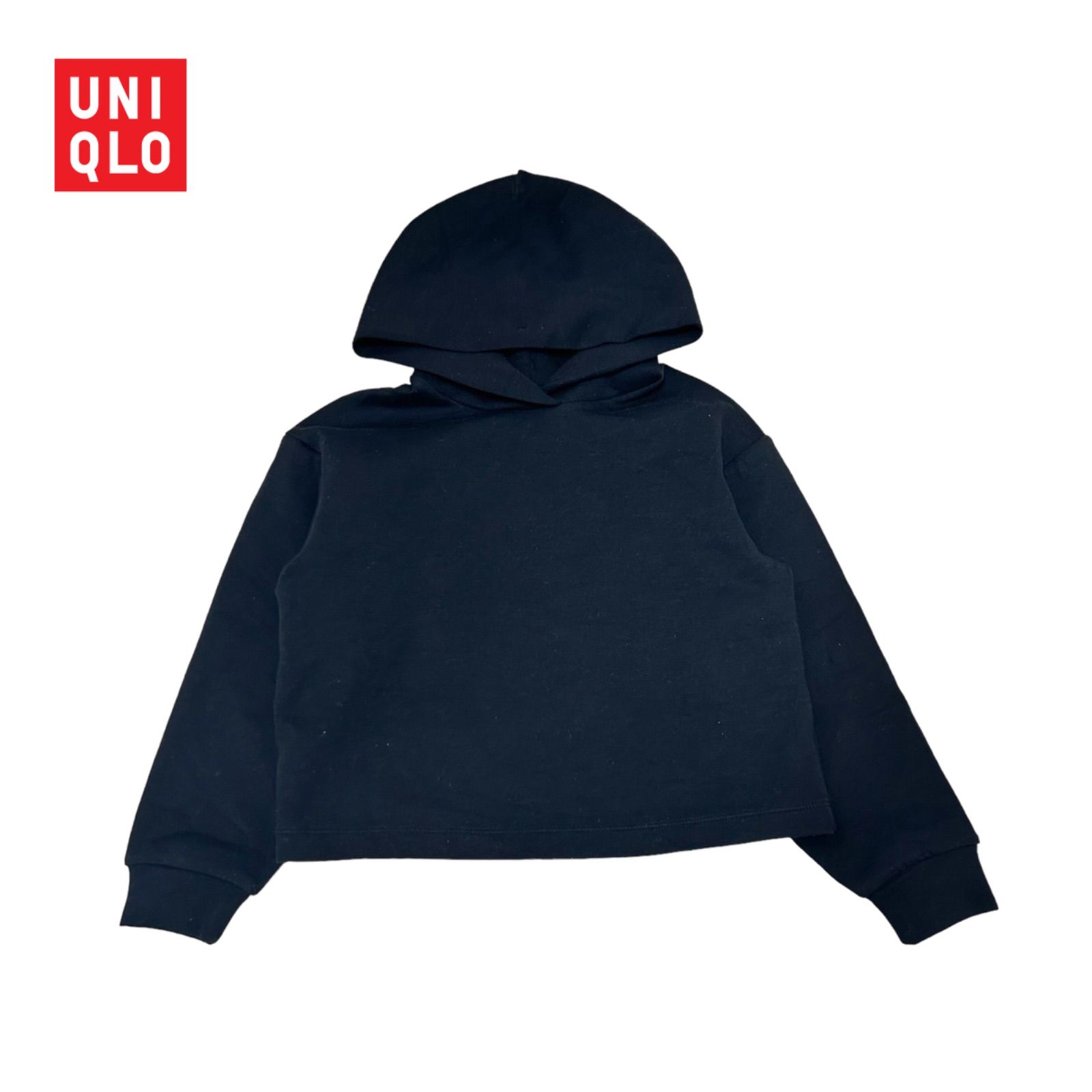 649◯ UNIQLO パーカー キッズ 130 ブラック 女の子 - メルカリ