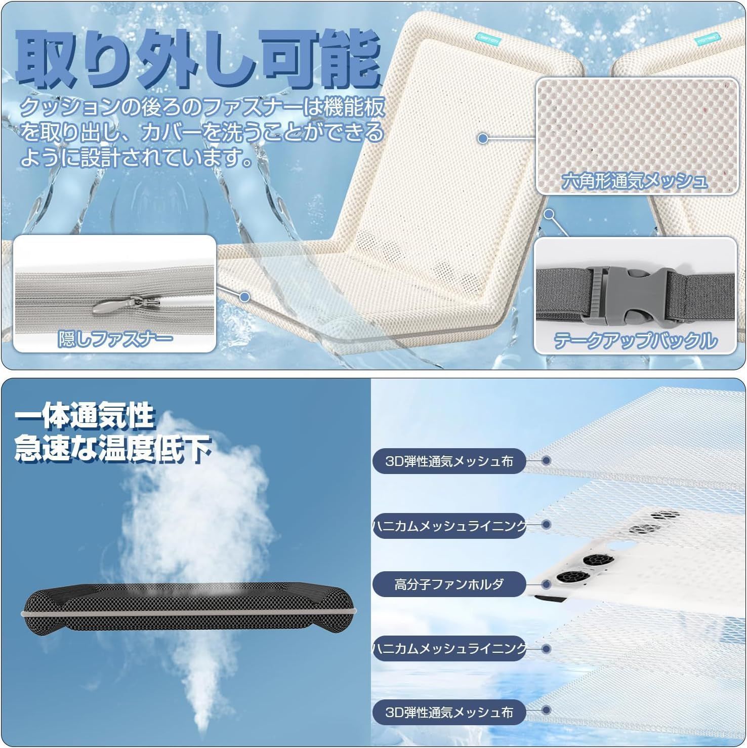 クールシートカバー 3段階風量調節可