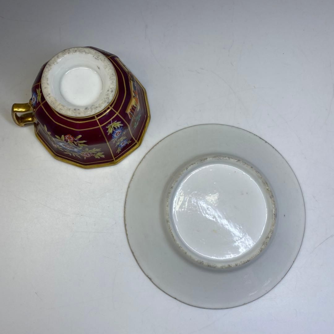 19世紀頃 イギリス アンティーク 上金彩 12角カップ-ソーサー WWW_SKLAD-KIRPICHA_RU