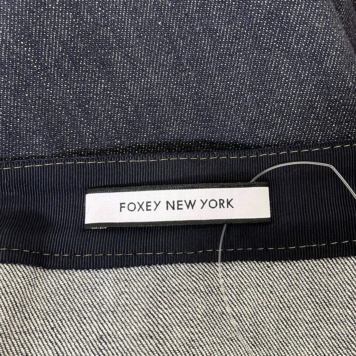 FOXEY NEW YORK フォクシーニューヨーク 巻きスカート サイズ38 M レディース - 35809 ネイビー ひざ丈 デニム プリーツ SIROKUMA-CORPORATION_COM