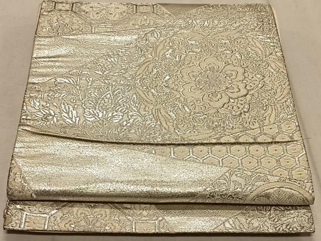 平和屋着物◎六通柄袋帯 唐織 正倉院更紗花文 銀糸 正絹 逸品
