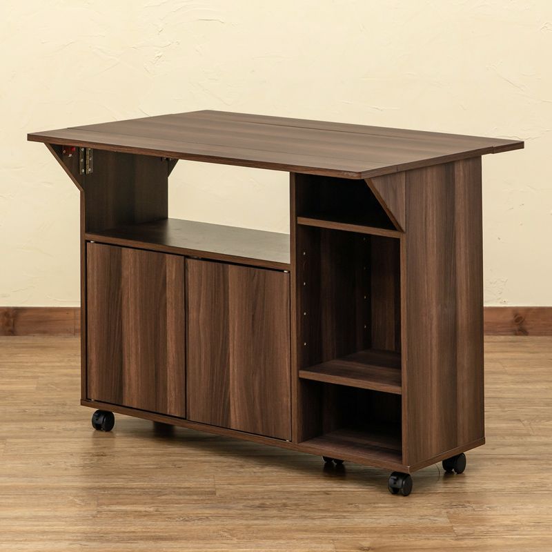 バタフライカウンターテーブル 90幅】収納付き｜天板拡張＆キャスター