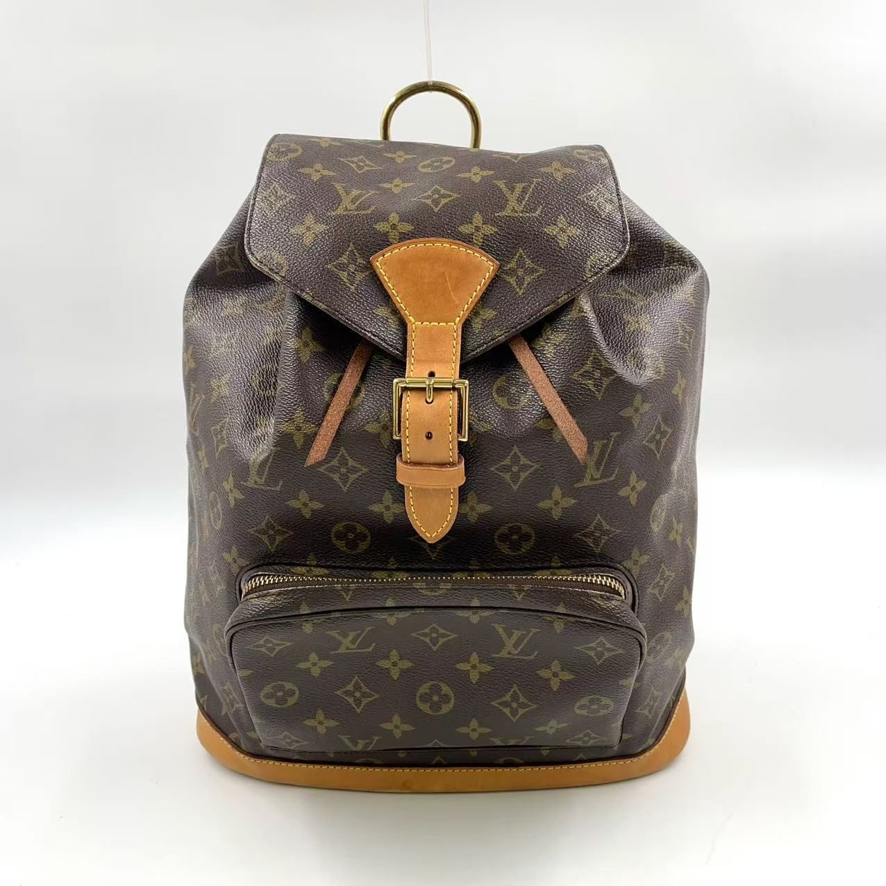 LOUIS VUITTON モンスリGM モノグラム モノグラム レザー×PVC ブラウン バックパック ゴールド M51135