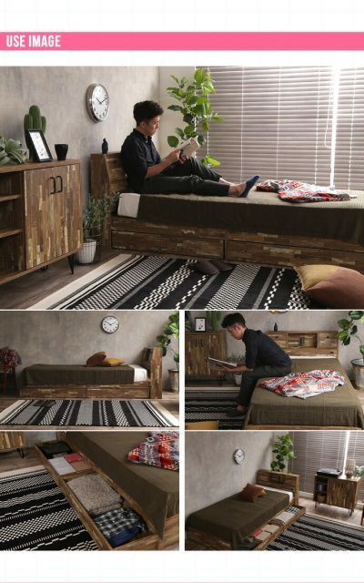 Cave 寄木柄引出し付ベッド Dサイズ NEXPOTALLINN_EU