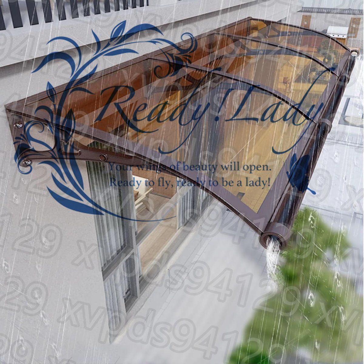 住宅用ひさし 屋根庇 屋外雨よけ バルコニーひさし パティオ玄関庇ひさし ポリカーボネート雨よけ ひさし 日よけ 雨雪 茶色80*300cm