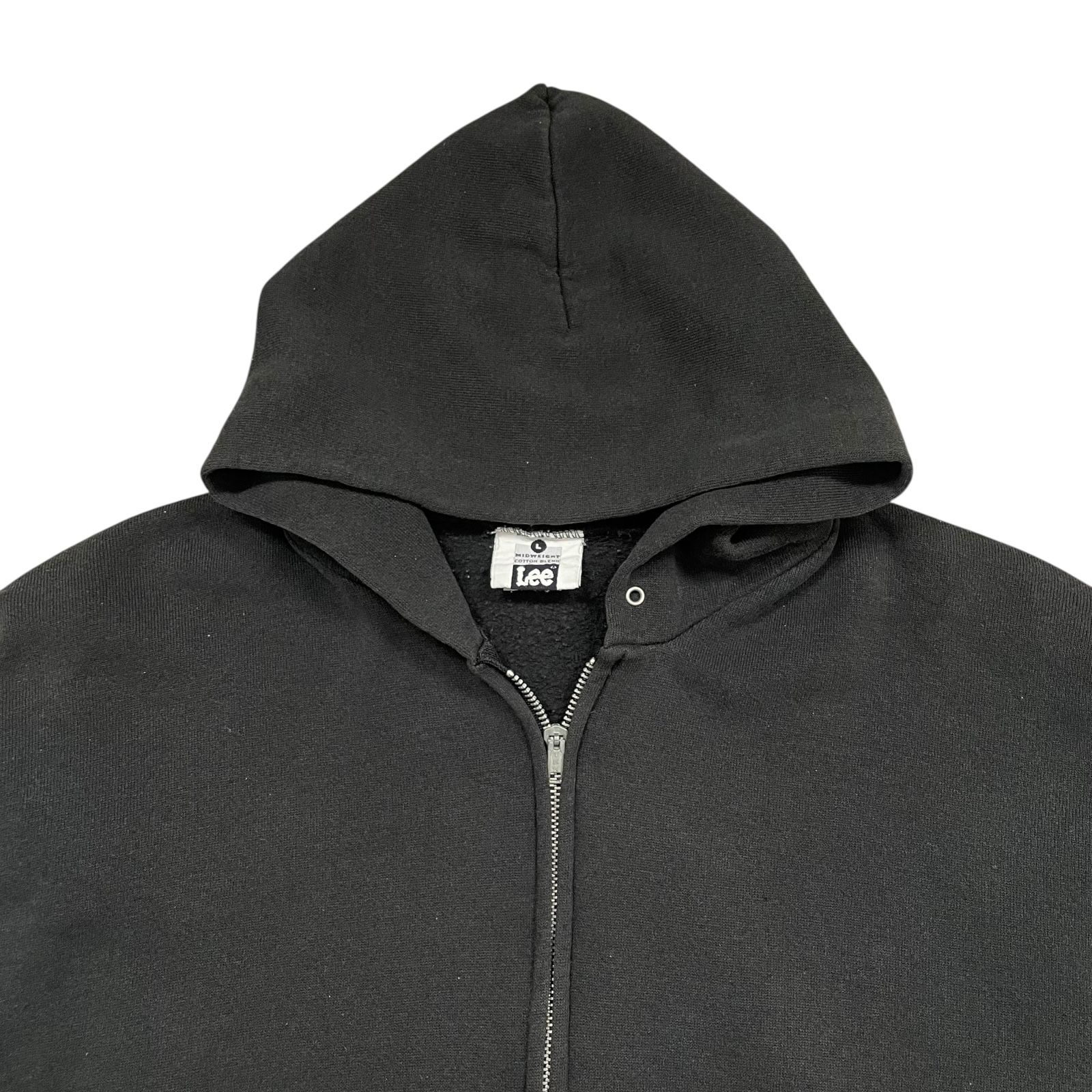 90s LEE リー フルジップ スウェット パーカー フーディ サイズ L フェード 黒 アメリカ製