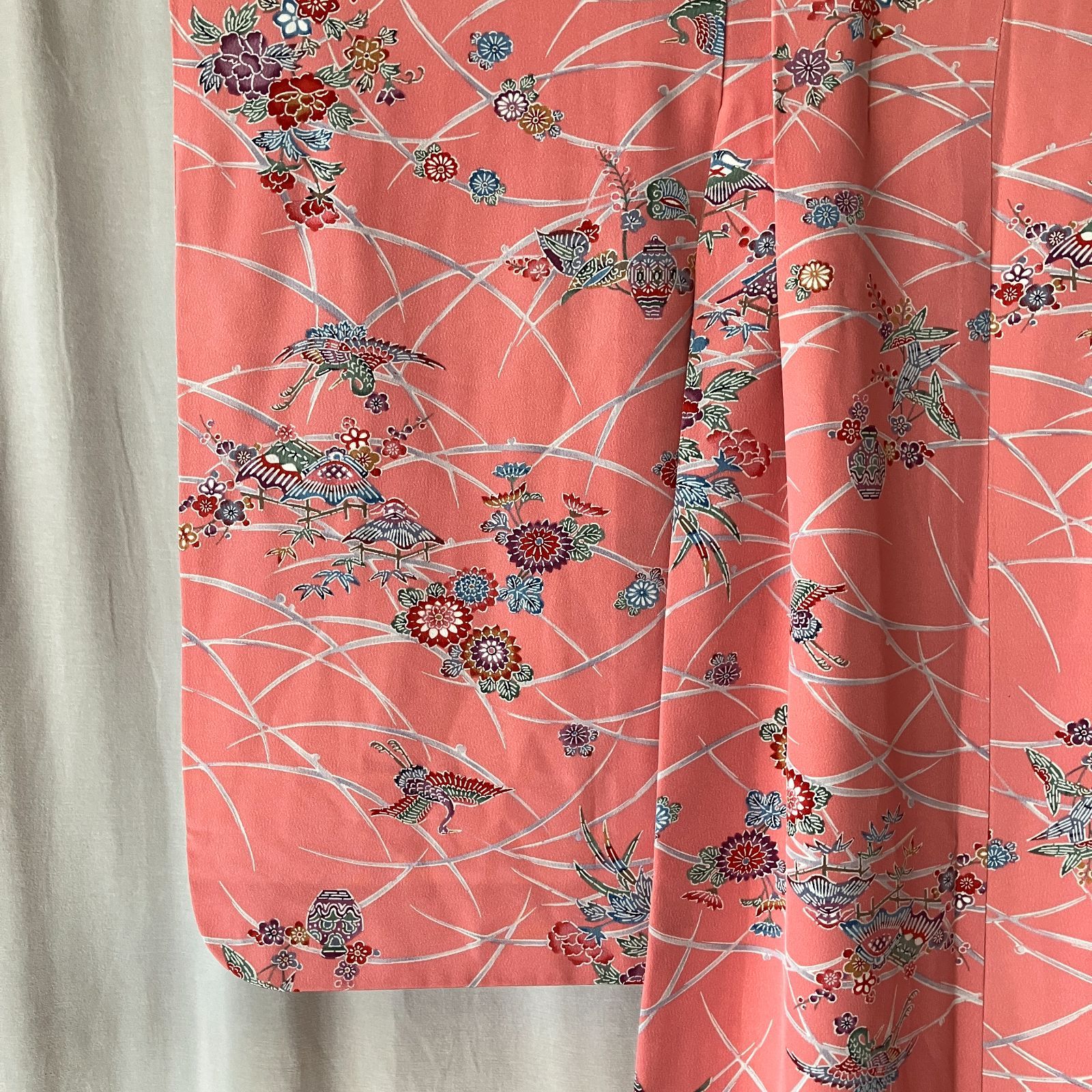 着物のみ 七五三 7歳 女の子着物 型染め 四つ身 リサイクル ビンテージ きもの猫田 T 384