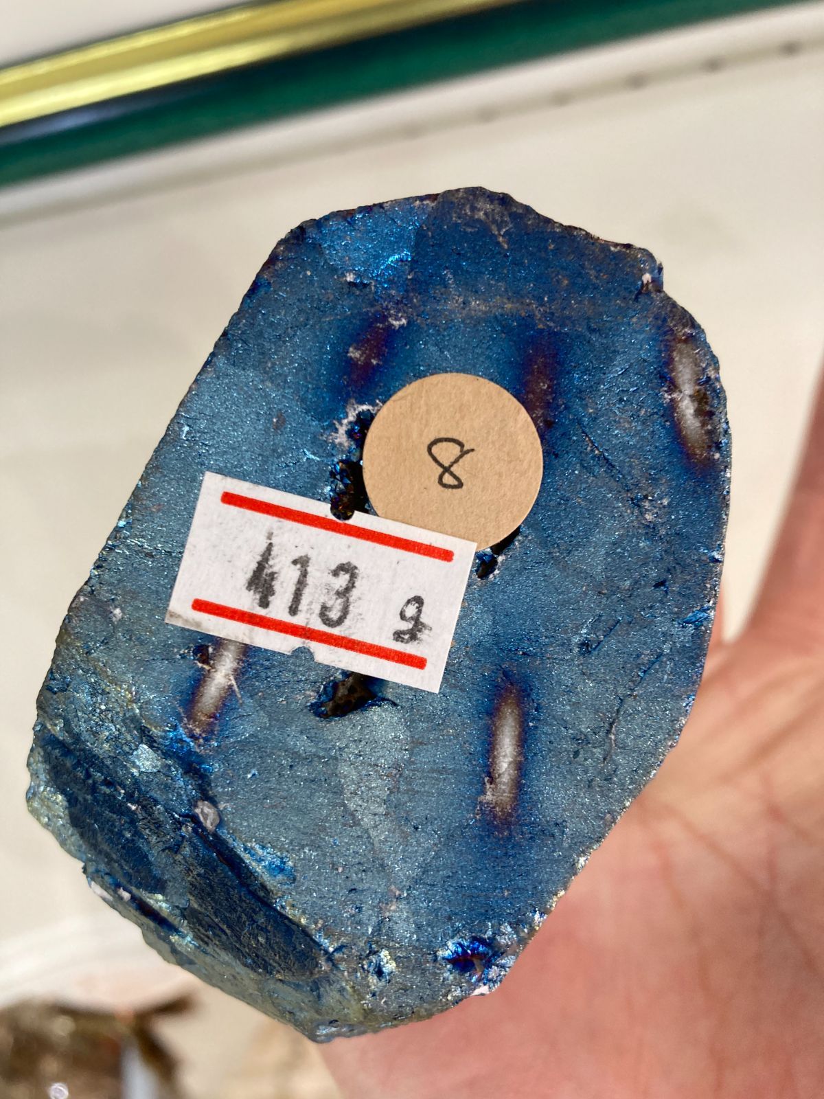 オーラ原石 ブルー＆金色 天然石 水晶 クラスター ポイント 413g 城