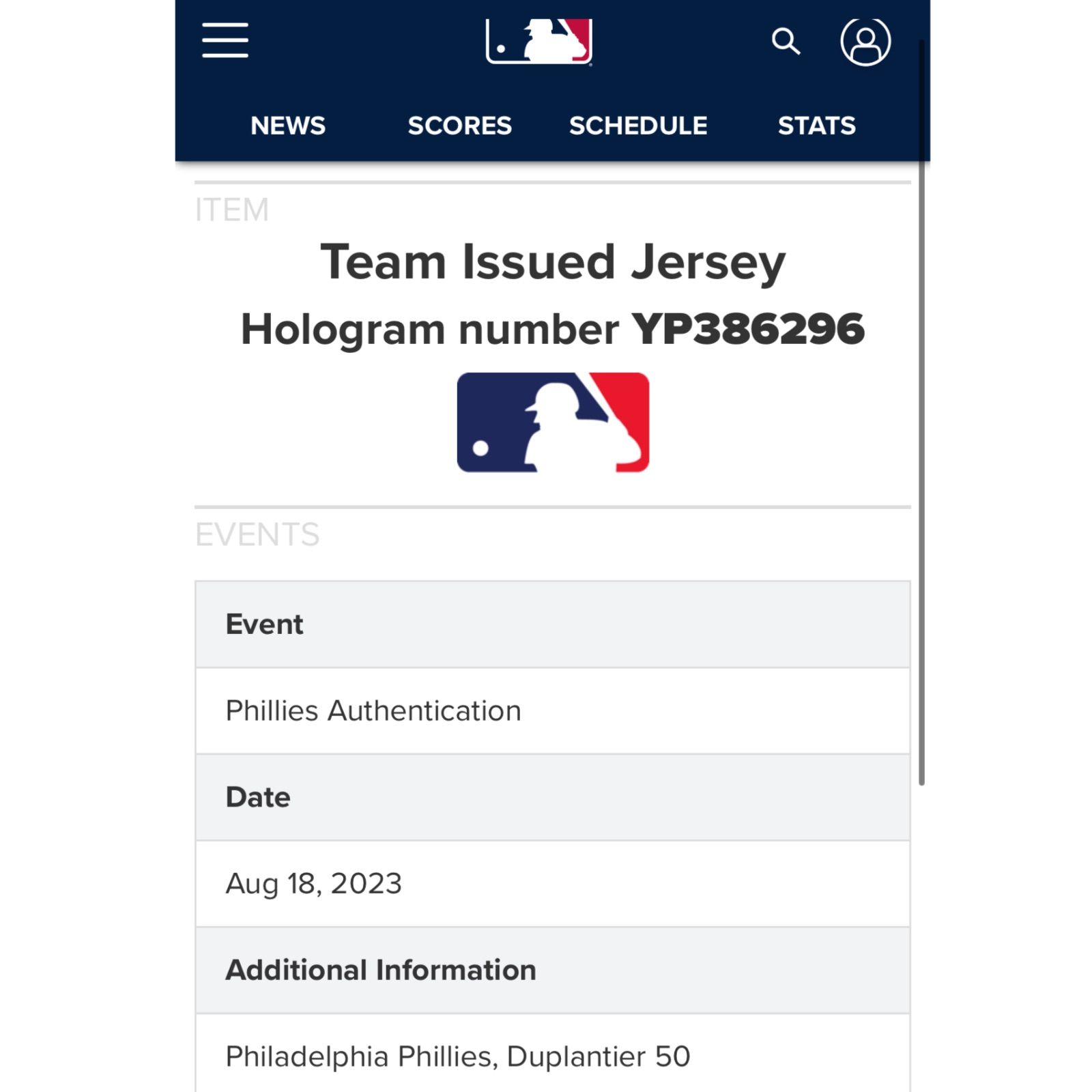 阪神タイガース ジョン デュプランティエ 支給品 ユニフォーム ホワイト MLB 証明付