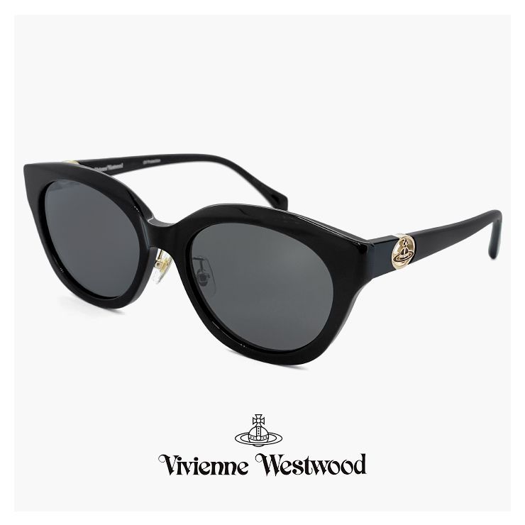 【新品】 41-5005 c03 54mm レディース ヴィヴィアン ウエストウッド サングラス Vivienne Westwood uvカット  紫外線対策 ウェリントン 型 フレーム 黒 ブラック オーブ アジアンフィット モデル