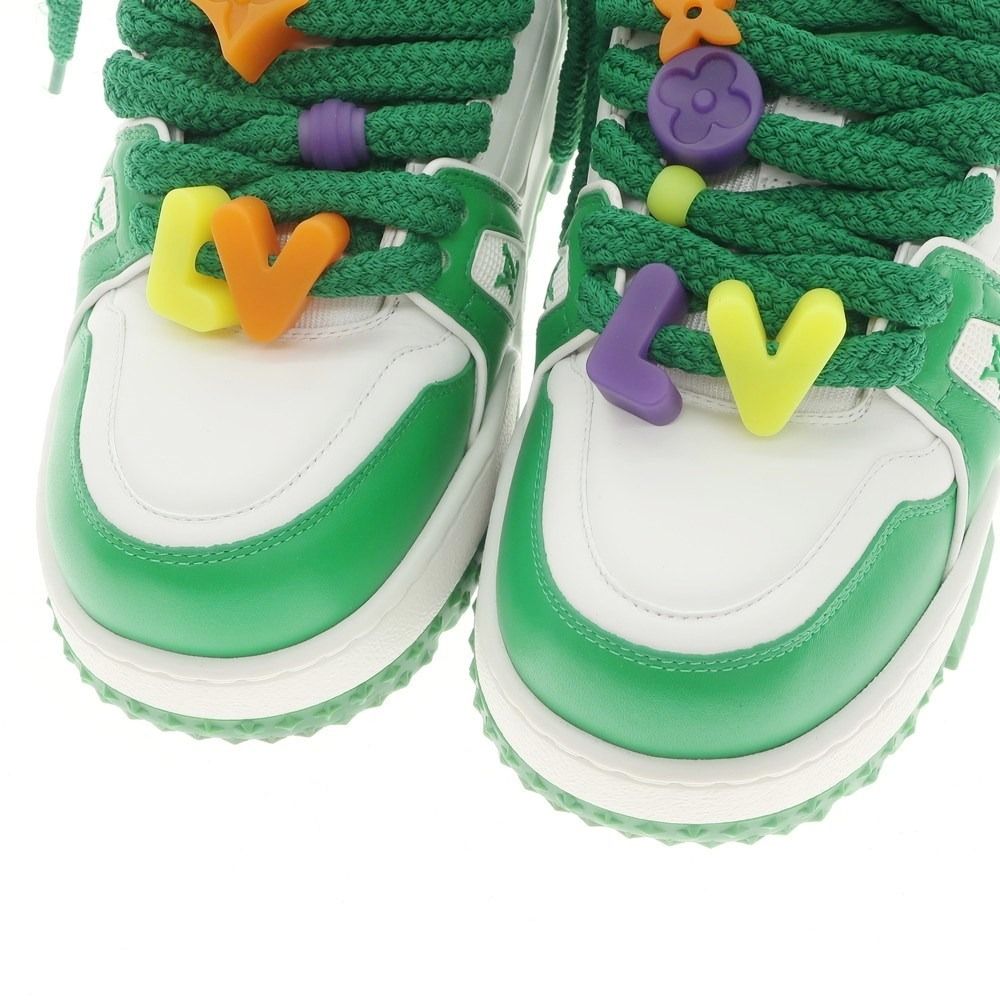 ルイ ヴィトン LOUIS VUITTON LV Trainer Maxi Line Sneaker レザー スニーカー グリーンxホワイト【サイズ8】【メンズ】