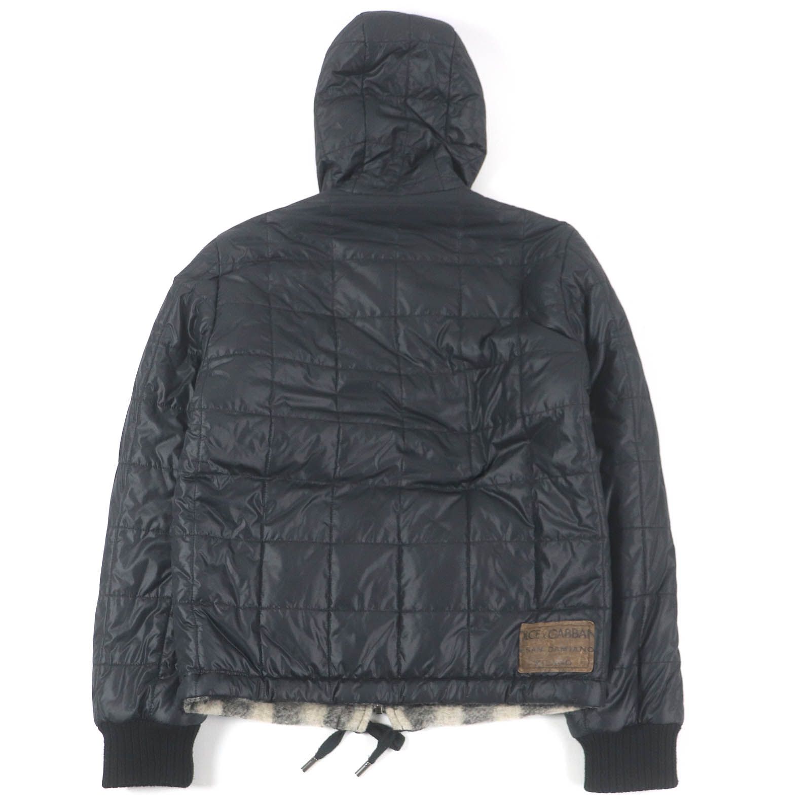 DOLCE&GABBANA チェック 中綿 リバーシブル ジャケット 美品□DOLCE&GABBANA ドルチェ＆ガッバーナ 無地 チェック 黒