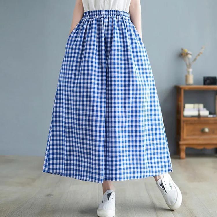 ガウチョパンツ ワイドパンツ 8分丈 チェック柄 フレアパンツ