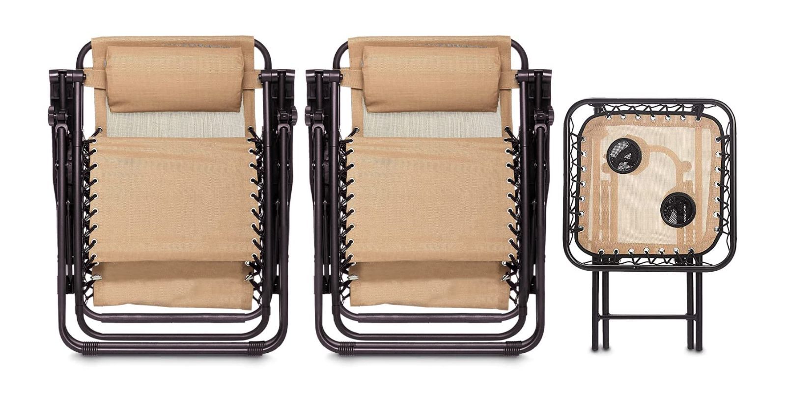 折りたたみ ゼログラビティーチェア 椅子 サイドテーブル付き 2脚