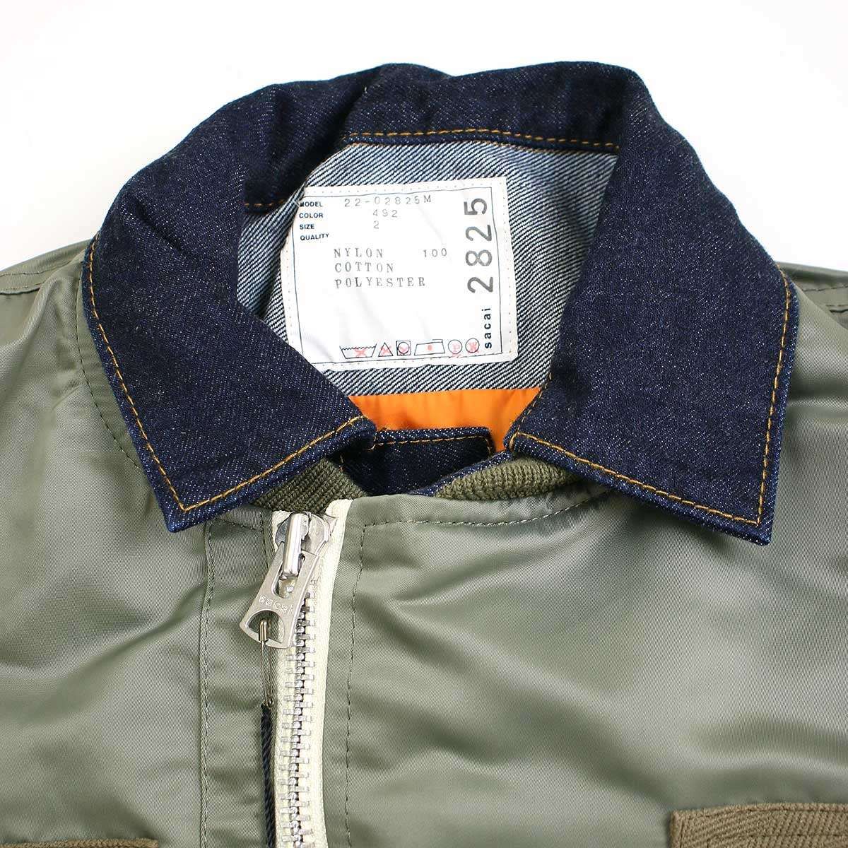 sacai サカイ 22AW Nylon Twill Mix Blouson ナイロン ツイル ミックスブルゾン 22-02825M カーキ  インディゴ 2